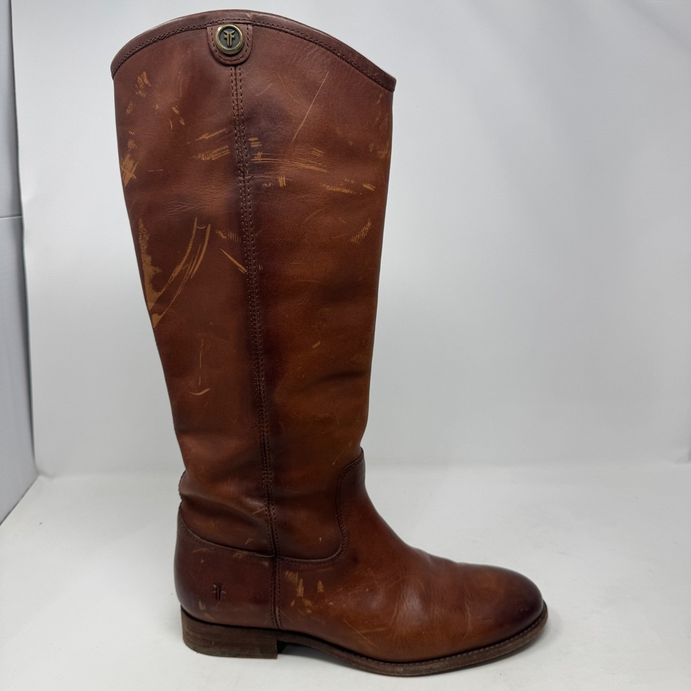 Frye Melissa Button Riding Boots Extended Calf Mahogany Leather Women's 8.5 B - Picture 2 of 11